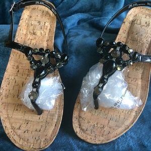 NEW Embellished Black cork sandals